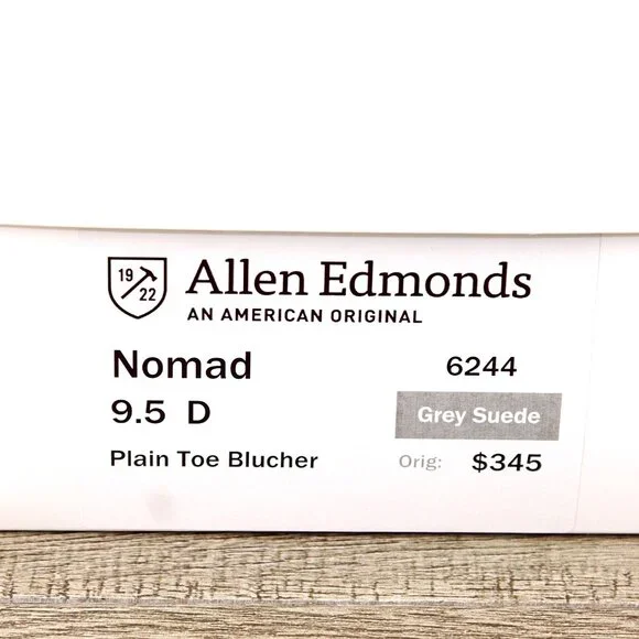 NEW * $345 Allen Edmonds NOMAD Plain Toe 9.5 D Grey Suede  display picture 3